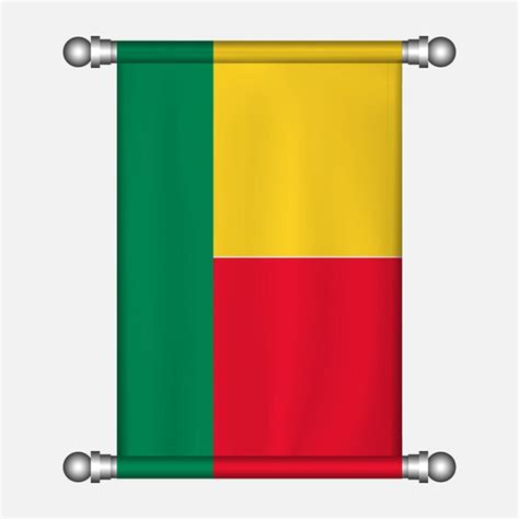 Bandeira realística pendurada da bandeira do benin Vetor Premium