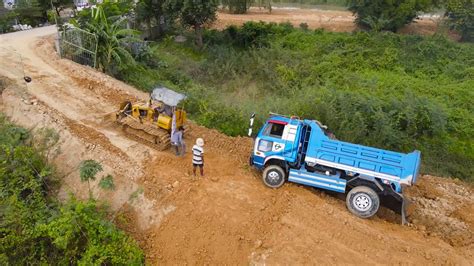 Unxpected Dump Truck Transport Soil Stuck In The Deep Hole Recovery By