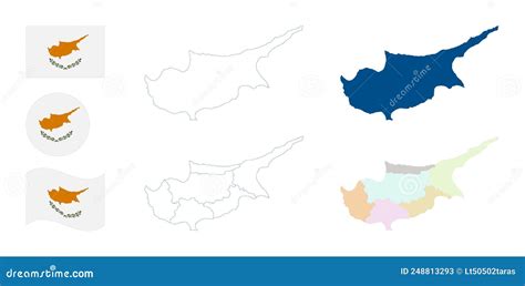 Cyprus Map Detailed Blue Outline And Silhouette Administrative