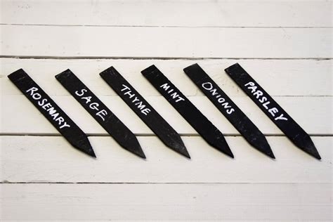 Set Of 6 Slate Plant Markers Sr34 Etsy Uk