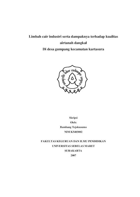 Pdf Limbah Cair Industri Serta Dampaknya Terhadap Kualitas Bab