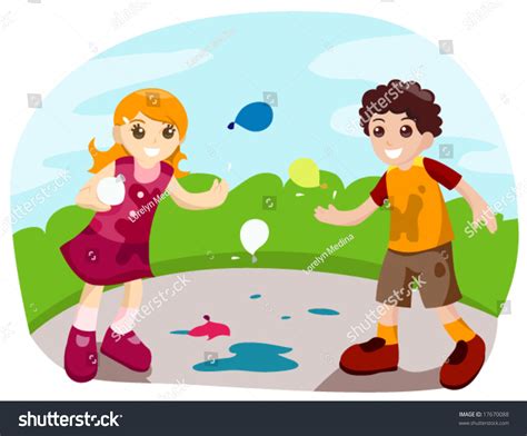 Water Balloon Fight - Vector - 17670088 : Shutterstock