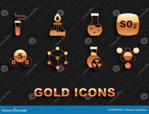 Set Molecule Sulfur Dioxide So2 Test Tube With Toxic Liquid And