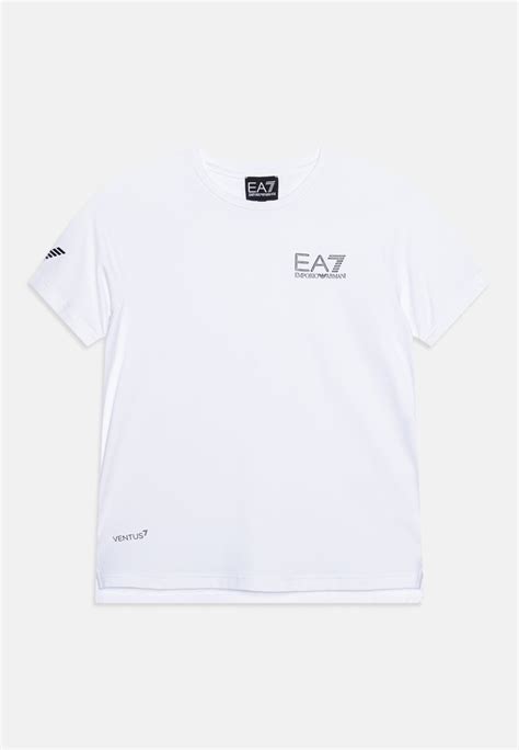 Ea7 Emporio Armani Tennis Pro Unisex T Shirt Con Stampa Bianco