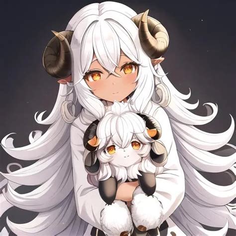 High Quality Anime Illustration Of A Young Sheep Gir