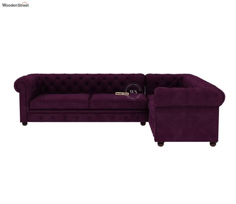 Buy Henry Sectional L Shape Corner Sofa Velvet Mulberry Pink At