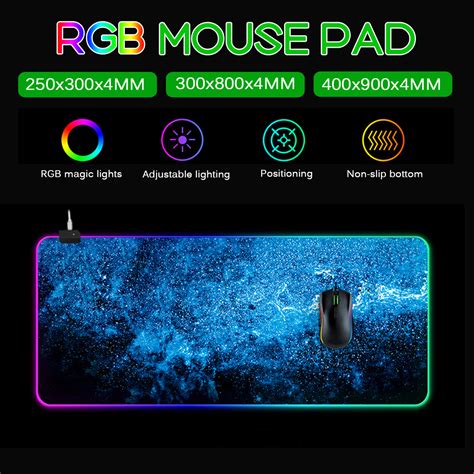 Starry Sky Mouse Pad RGB Non-Slip Thickened Keyboard Mouse Gaming Pad ...