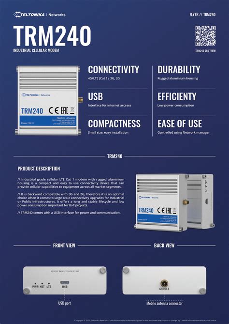 Teltonika TRM240 The Industrial Grade USB LTE Cat 1 Modem With A