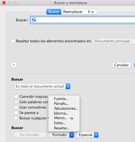 Buscar Y Reemplazar Texto O Formato En Word Para Mac Word For Mac