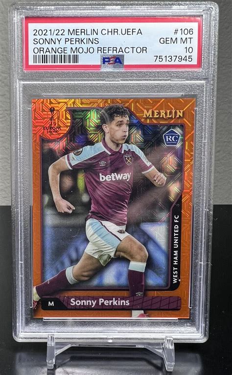 2022 23 Topps Merlin Sonny Perkins Orange Mojo RC 25 Psa 10 EBay