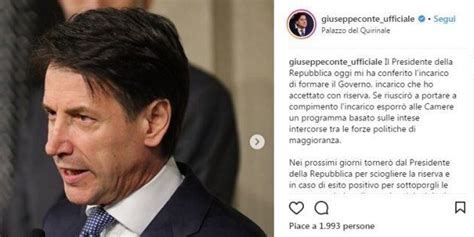 Il Premier Incaricato Giuseppe Conte Sbarca Su Instagram E Facebook Su