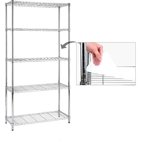 Amazon EZPEAKS Chrome 5 Shelf Shelving Unit With 5 Shelf Liners