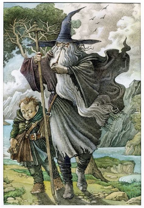 Gandalf And Bilbo Hobbit Pisarev Roman Tolkien Illustration