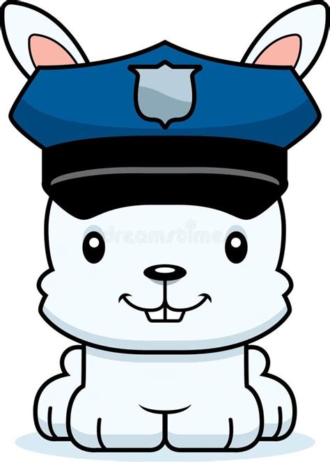 Cartoon Smiling Police Officer Bunny Stock Vector - Illustration of ...