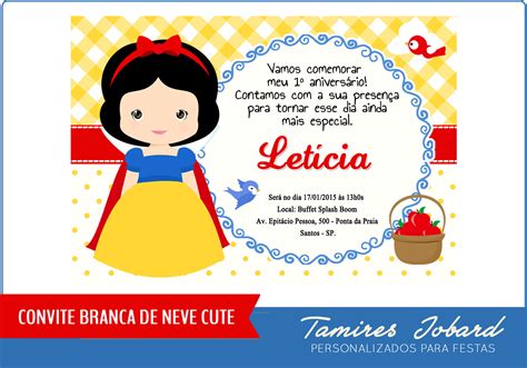 Convite Digital Branca De Neve Tamires Jobard Personalizados Para