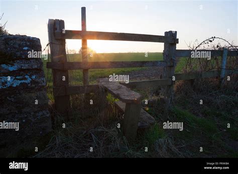 A Country Stile Set Into A Dry Stone Wall In The Cotswolds Uk