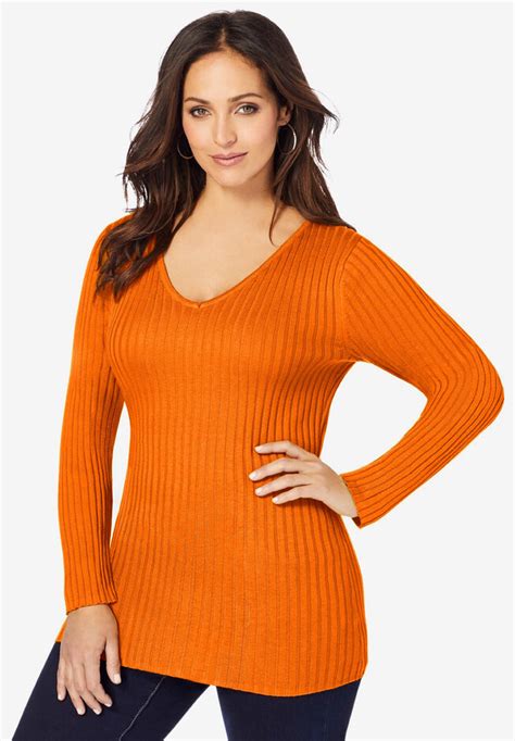 V Neck Ribbed Sweater Onestopplus