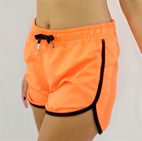 Short Tactel Laranja Liso Feminino Elo Produtos Especiais