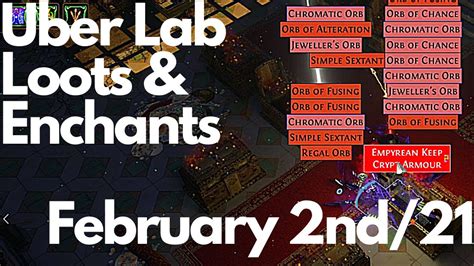 Path Of Exile Uber Lab Loots February Nd Youtube