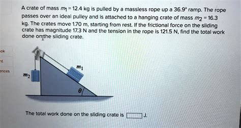 SOLVED A Crate Of Mass M1 12 4 Kg Is Pulled By Massless Rope Up A 36