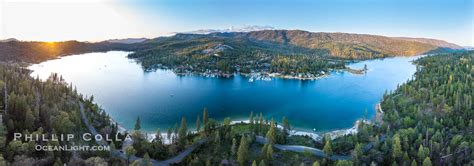 Aerial Panorama Of Bass Lake Near Oakhurst California