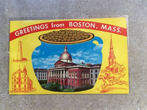 Greetings From Boston Massachusetts Vintage Etsy Boston