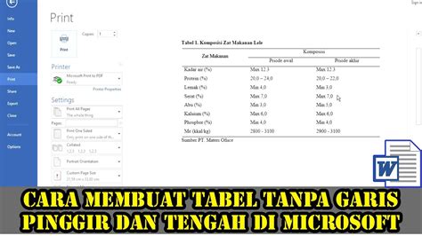 Cara Membuat Tabel Tanpa Garis Pinggir Dan Tengah Di Microsoft Word