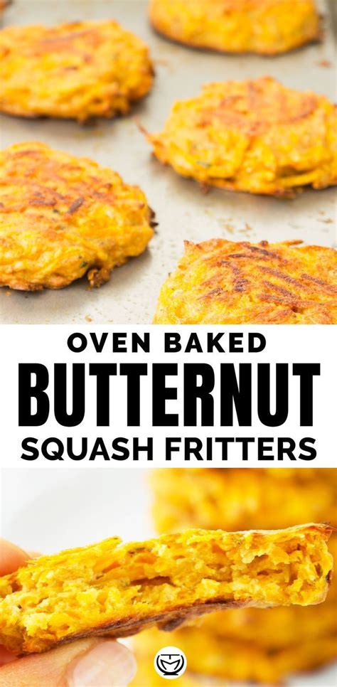 Baked Butternut Squash Fritters Recipe Squash Fritters Side Dish Recipes Healthy Baked