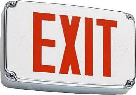 Compact Wet Location Exit Sign With Red Letters Fire Notifier