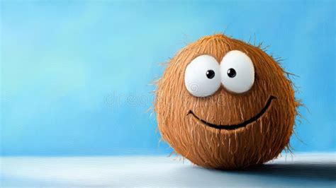 A Coconut with a Smiley Face on it S Head, AI Stock Photo - Image of ...