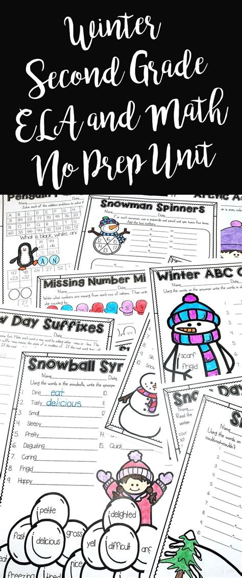 Winter Math Reading Writing Activities Worksheets 2nd Grade No Prep And Digital Second Grade