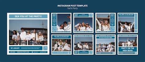 Premium PSD Instagram Posts Collection Luxurious Yacht Party Celebration