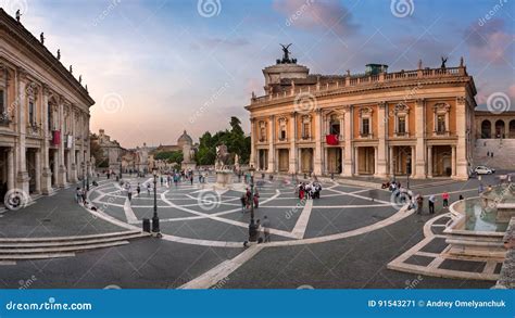 Panorama Of Capitoline Hill And Piazza Del Campidoglio In The Evening