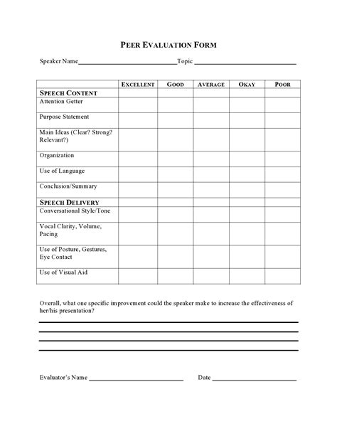 20 Printable Employee Peer Evaluation Form Templates Fillable Samples