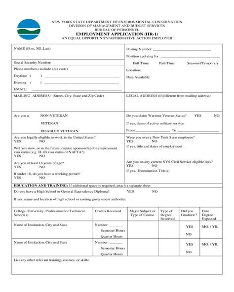 Employment Application Form For New York State Edit Fill Sign