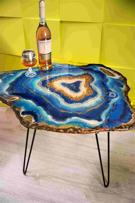 Blue Table Epoxy Resin Geode Table Coffee Table Exclusive Furniture