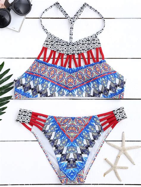 64 OFF Tribal Print Strappy Racerback Bikini Rosegal