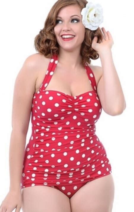 Plus Size Swimwear 2x Retro Pin Up Girl Sexy Polka Dot Monokini