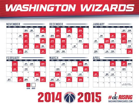 Washington Wizards Printable Schedule - Printable Schedule