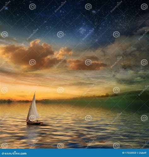Romatic evening stock image. Image of lake, cloud, gold - 17233553