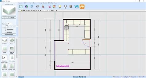 Desenhar em 2 dimensões no KDMAX Software de desenho de cozinhas