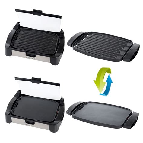 Secura Electric Reversible Grill Griddle With Glass Lid