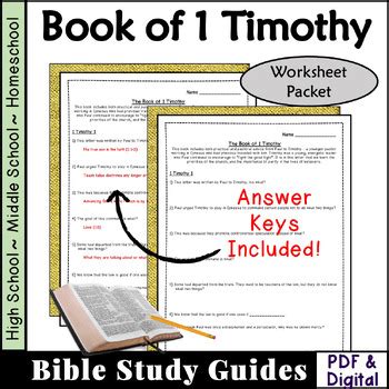 1 Timothy Bible Study Questions by Teaching to Equip | TPT