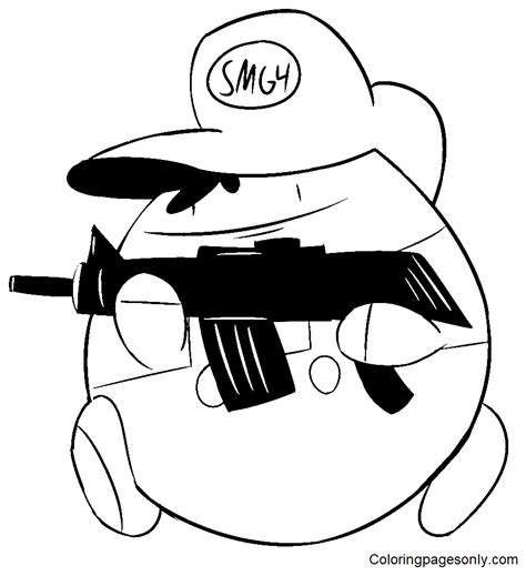 Beeg Smg4 With Gun Coloring Page Free Printable Coloring Pages