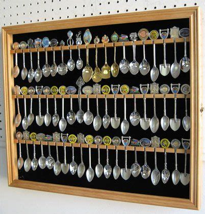 Souvenir Spoon Display Case Wall Shadow Box Cabinet Glass Door