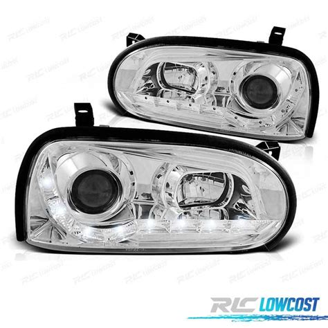 Faros Vw Golf Mk Luz Diurna Led Cromados