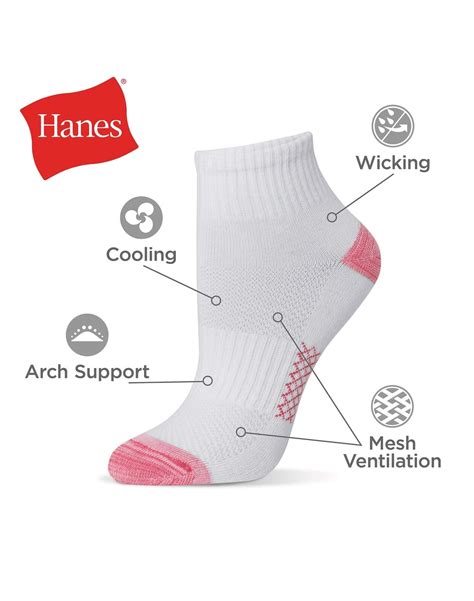 Hanes 6 Pack Ankle Socks Women Breathable Lightweight Cotton Extended Sizes 8 12 Ebay