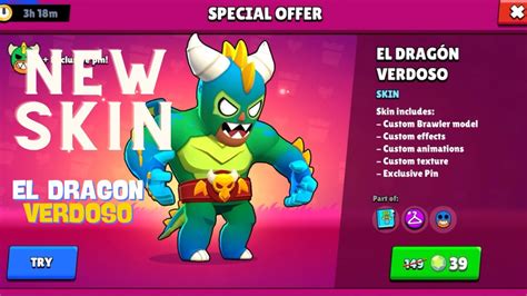 New Mythic Skin 🔥 El Dragon Verdoso Primo 🐉 Brawl Stars 💥🎮 Youtube