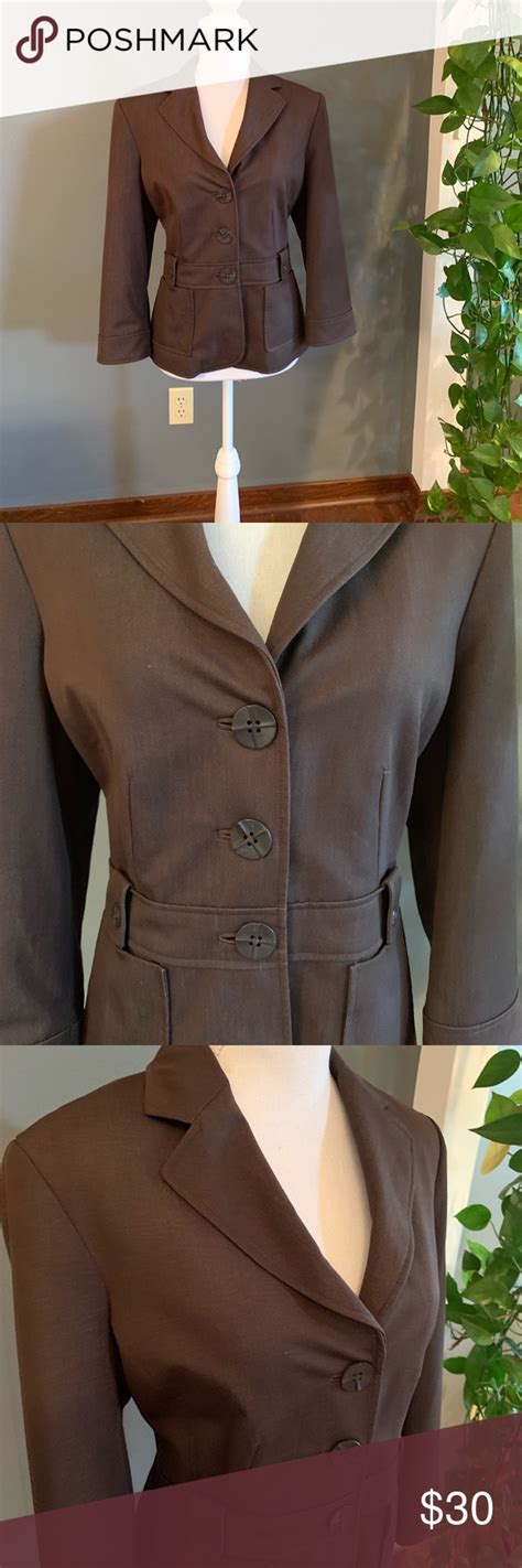 Signature By Larry Levine Brown Jacket Blazer Brown Jacket Blazer