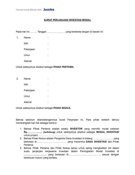 Contoh Surat Perjanjian Investasi Online Surat Perjanjian Desain Hot